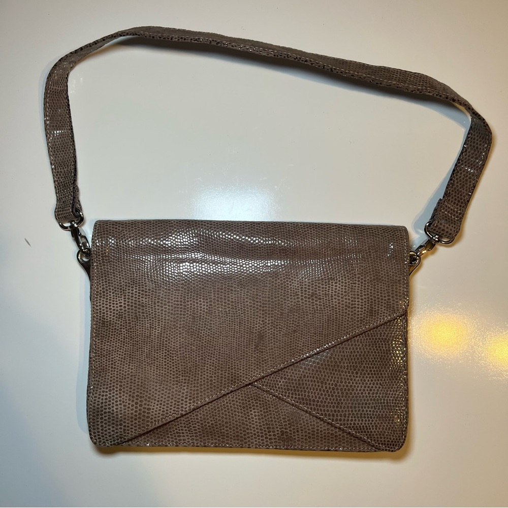 Van Eli Clutch Purse Handbag Faux Suede Snakeskin Pattern